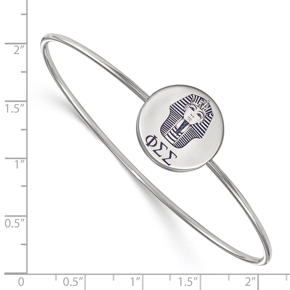 Sterling Silver Rh-plated LogoArt Phi Sigma Sigma Enameled Slip-on Bangle