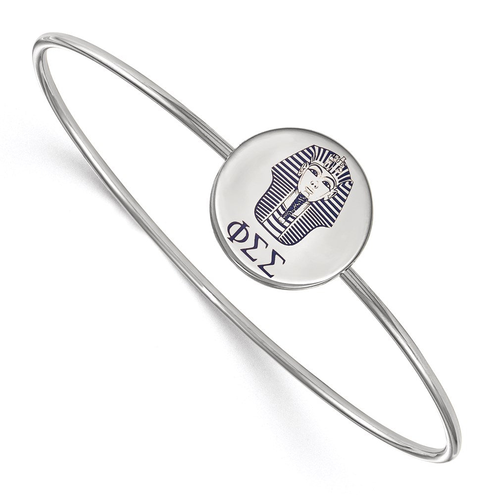 Sterling Silver Rh-plated LogoArt Phi Sigma Sigma Enameled Slip-on Bangle