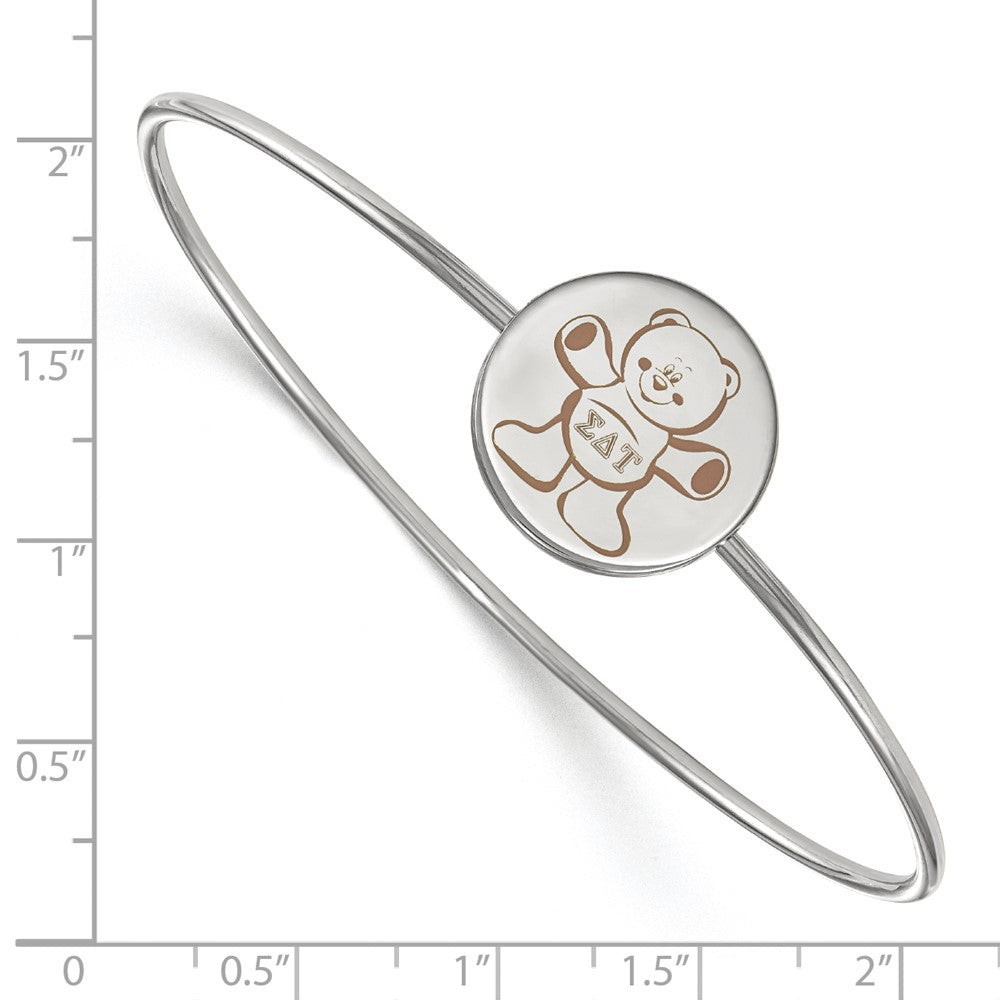 Sterling Silver Rh-plated LogoArt Sigma Delta Tau Enameled Slip-on Bangle