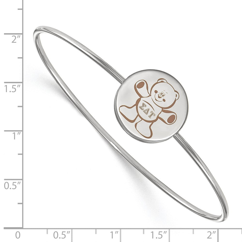 Sterling Silver Rh-plated LogoArt Sigma Delta Tau Enameled Slip-on Bangle