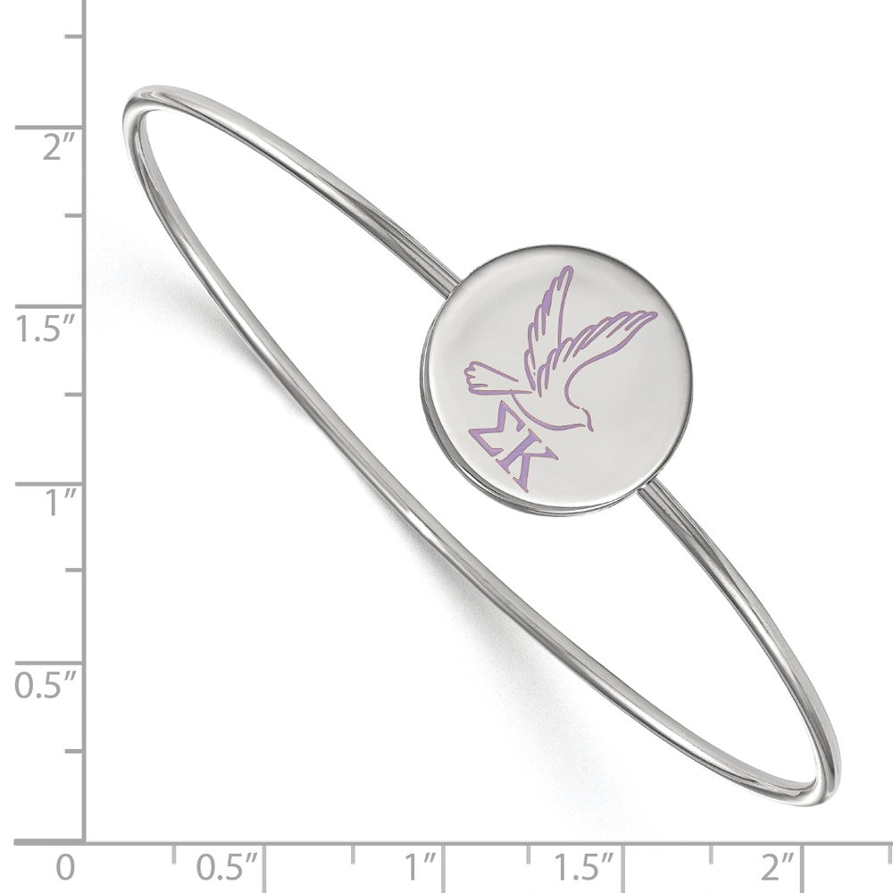 Sterling Silver Rh-plated LogoArt Sigma Kappa Enameled Slip-on Bangle