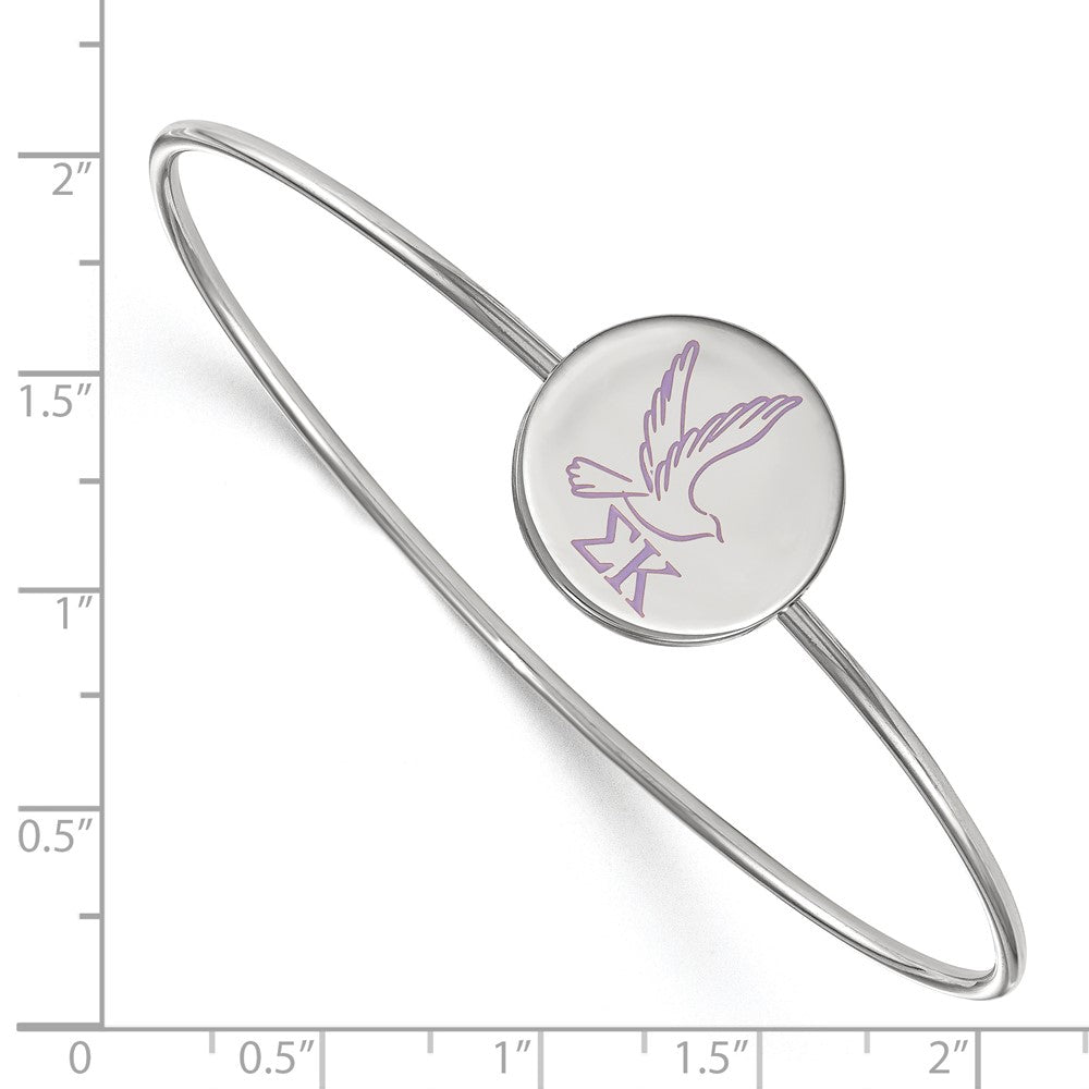 Sterling Silver Rh-plated LogoArt Sigma Kappa Enameled Slip-on Bangle