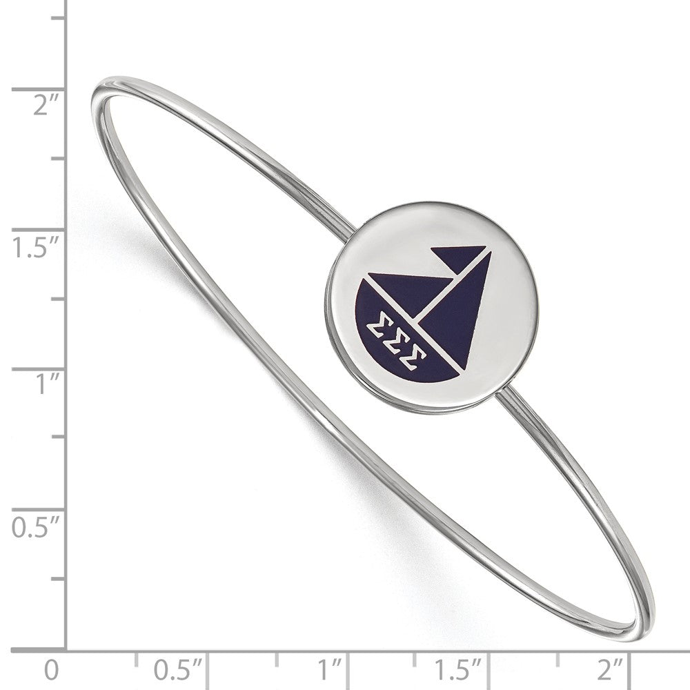 Sterling S. Rh-plated LogoArt Sigma Sigma Sigma Enameled Slip-on Bangle