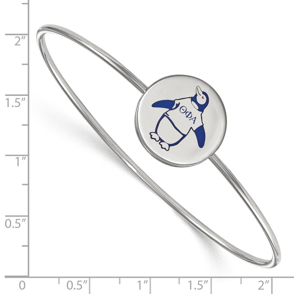 Sterling Silver Rh-plated LogoArt Theta Phi Alpha Enameled Slip-on Bangle