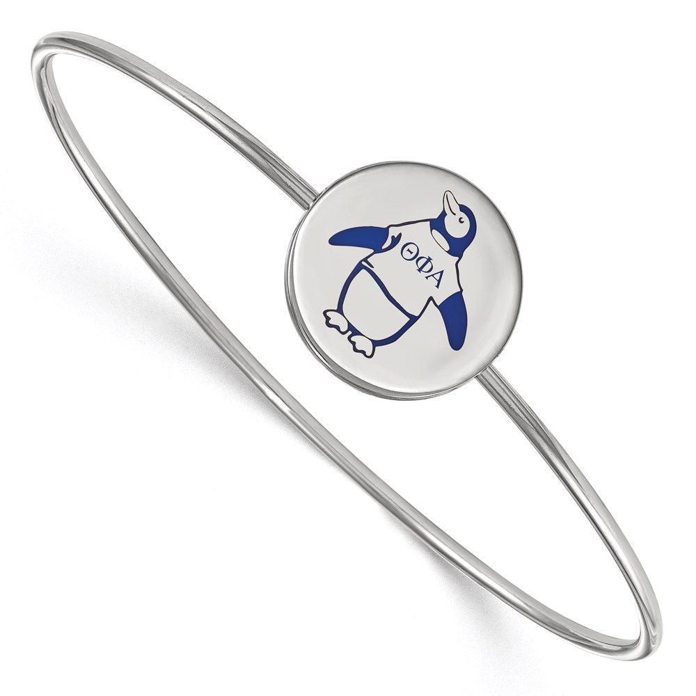 Sterling Silver Rh-plated LogoArt Theta Phi Alpha Enameled Slip-on Bangle
