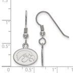 Sterling Silver Rhodium-plated LogoArt University of Iowa Hawk Extra Small Oval Dangle Wire Earrings