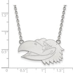 14k White Gold LogoArt University of Kansas Jayhawk Large Pendant 18 inch Necklace