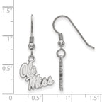 Sterling Silver Rhodium-plated LogoArt University of Mississippi Ole Miss Small Dangle Wire Earrings