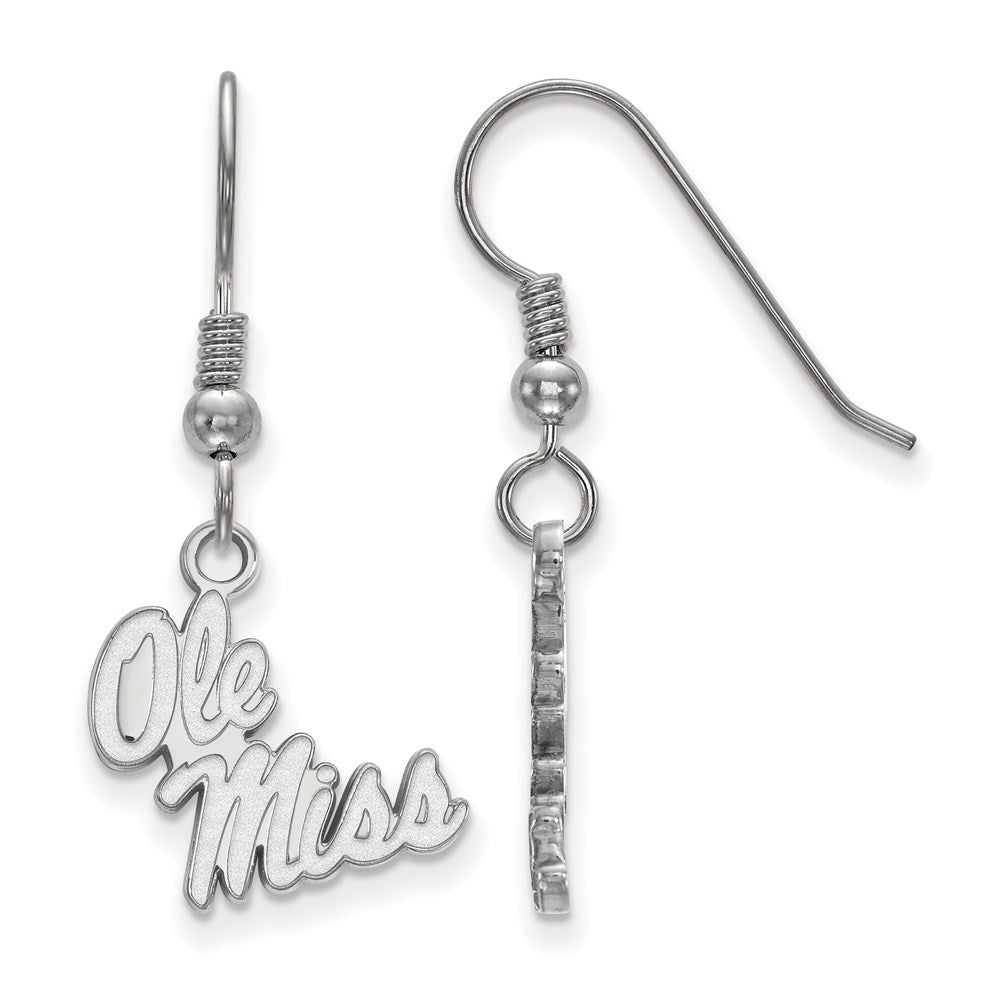 Sterling Silver Rhodium-plated LogoArt University of Mississippi Ole Miss Small Dangle Wire Earrings