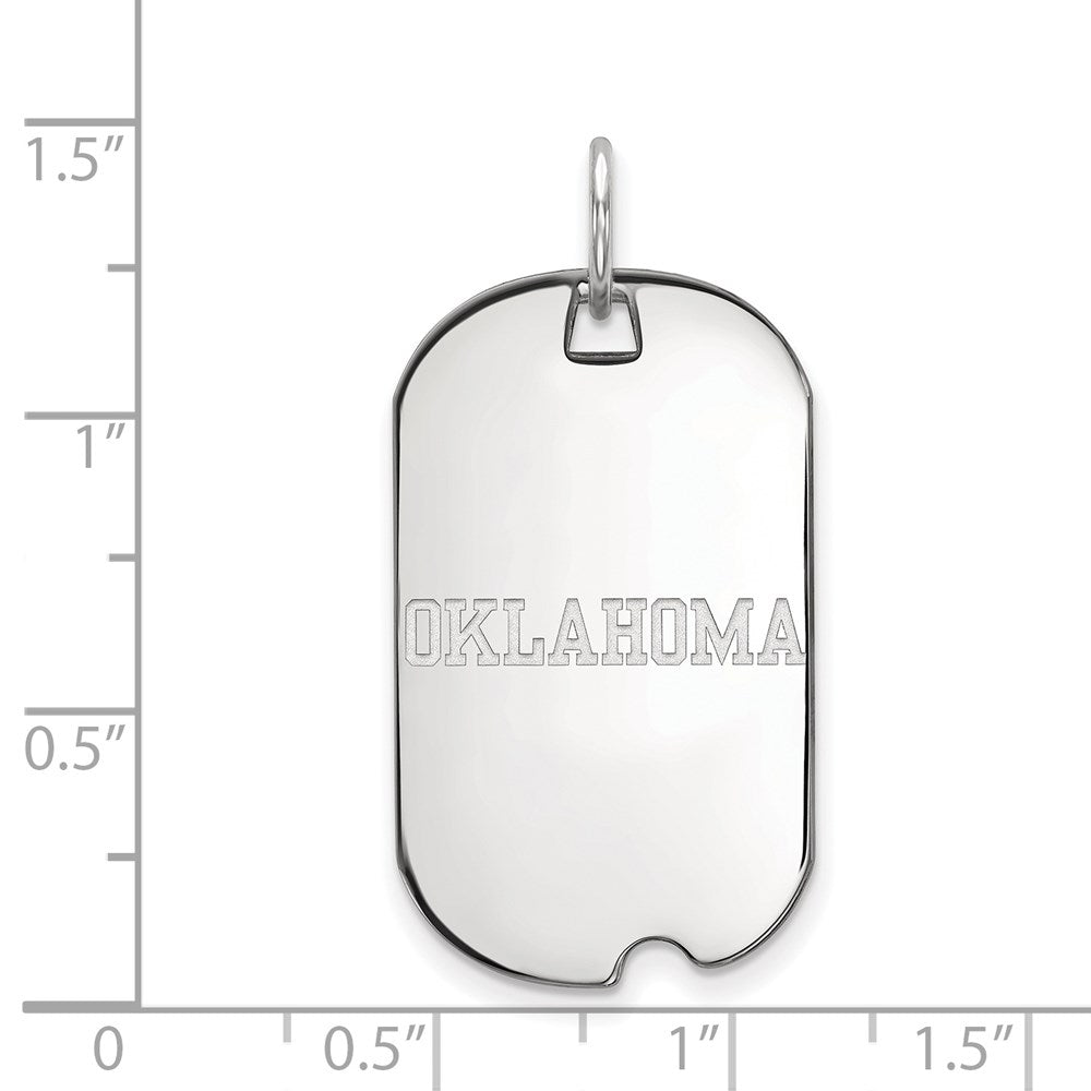 14k White Gold LogoArt University of Oklahoma Small Dog Tag Pendant
