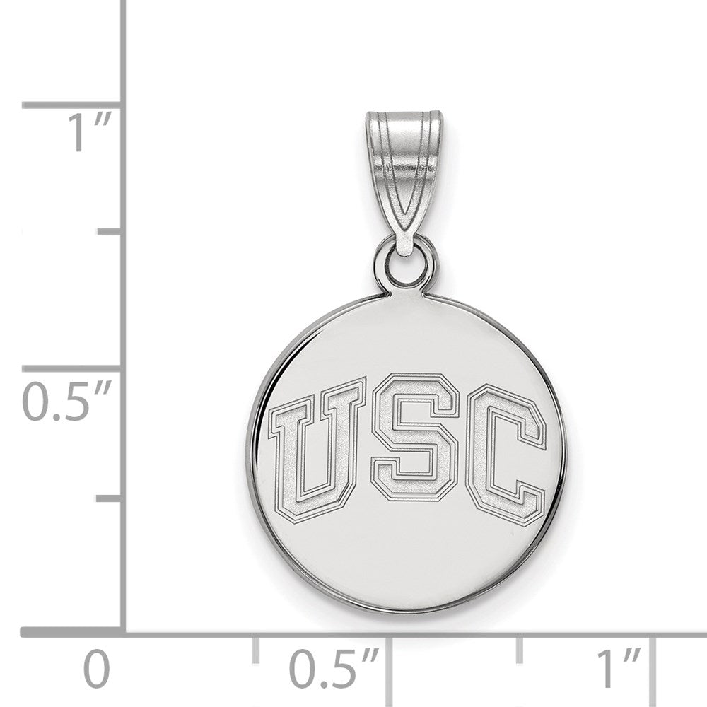 Sterling Silver Rhodium-plated University of Southern California U-S-C Medium Disc Pendant