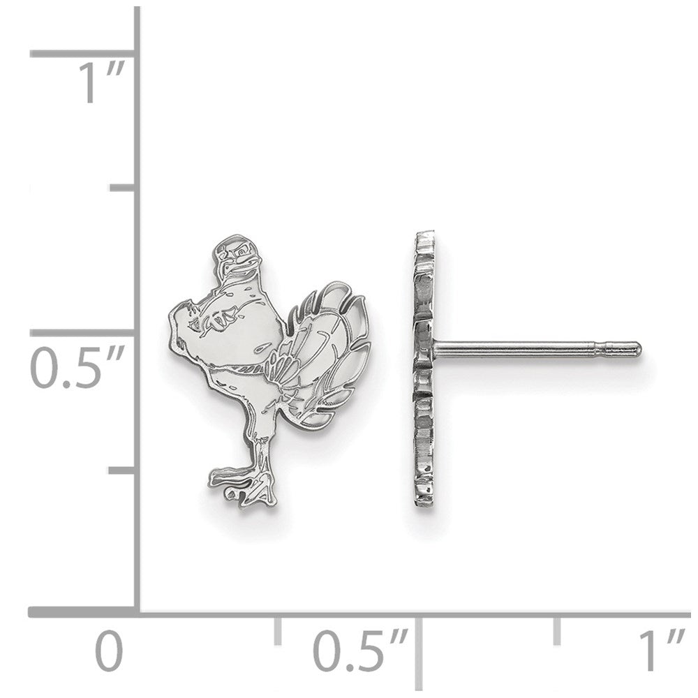 10k White Gold LogoArt Virginia Tech HokieBird Small Post Earrings