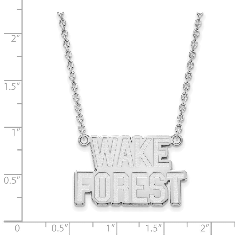 Sterling Silver Rhodium-plated LogoArt Wake Forest University W-F Deacon Large Pendant 18 inch Necklace