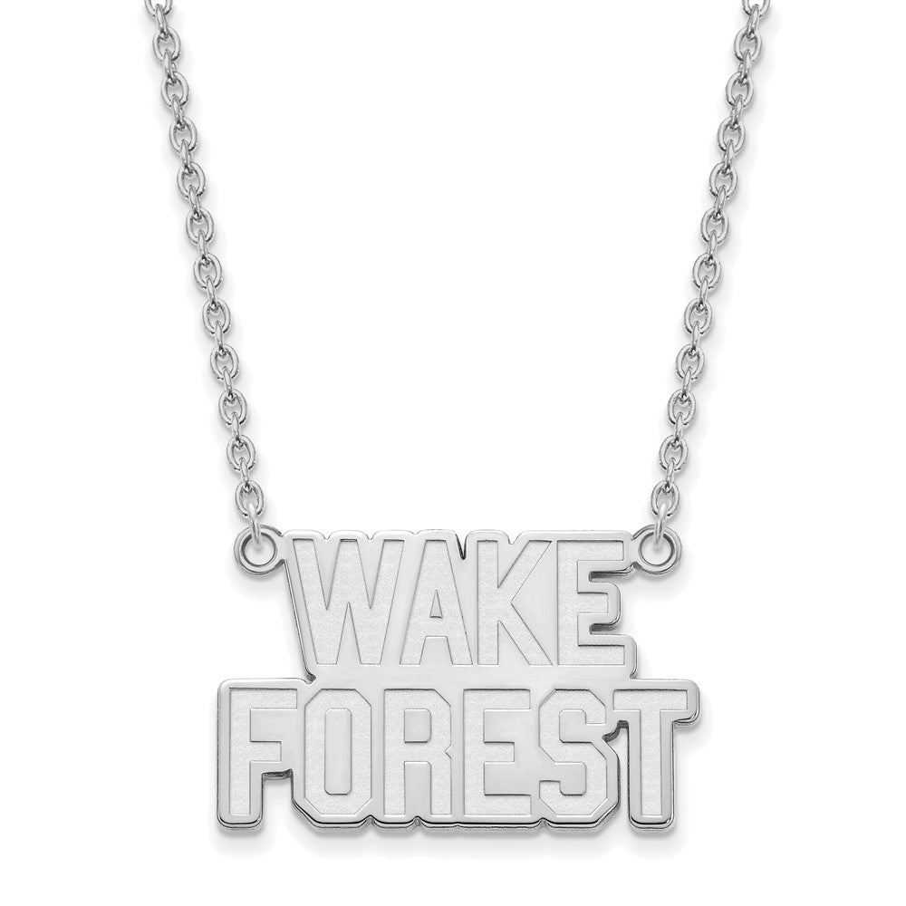10k White Gold LogoArt Wake Forest University W-F Deacon Large Pendant 18 inch Necklace