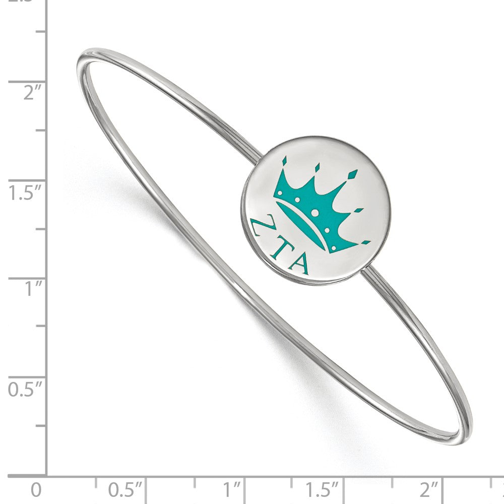 Sterling Silver Rh-plated LogoArt Zeta Tau Alpha Enameled Slip-on Bangle