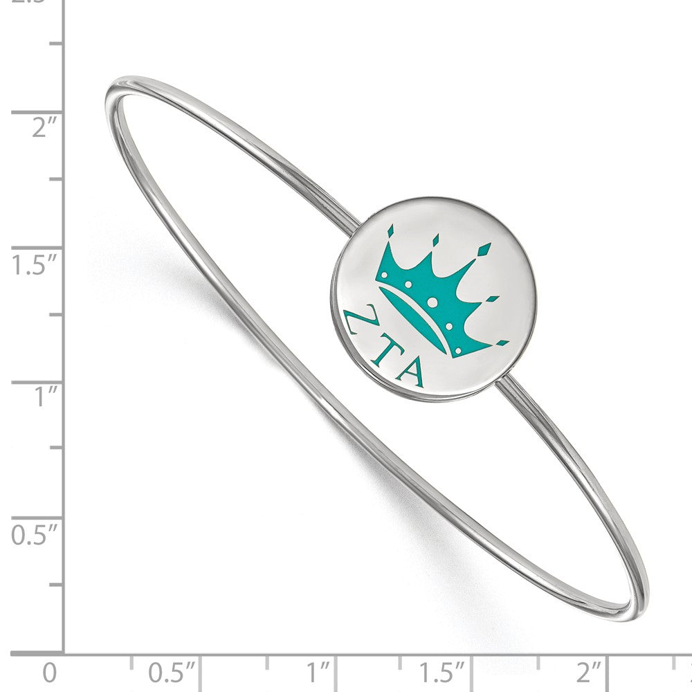 Sterling Silver Rh-plated LogoArt Zeta Tau Alpha Enameled Slip-on Bangle