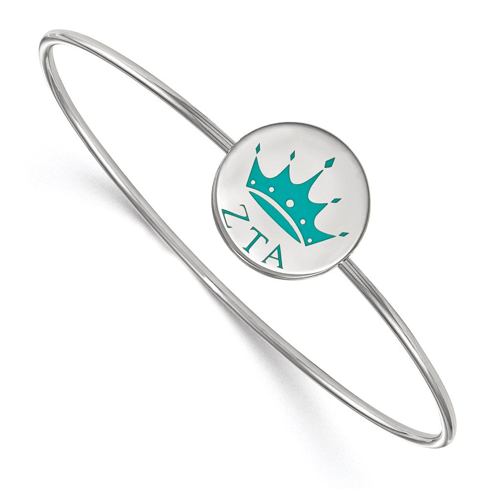 Sterling Silver Rh-plated LogoArt Zeta Tau Alpha Enameled Slip-on Bangle