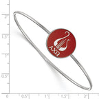 Sterling Silver Rh-plated LogoArt Alpha Chi Omega Enameled Slip-on Bangle