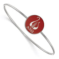 Sterling Silver Rh-plated LogoArt Alpha Chi Omega Enameled Slip-on Bangle