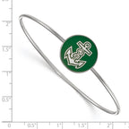 Sterling Silver Rh-plated LogoArt Alpha Sigma Tau Enameled Slip-on Bangle