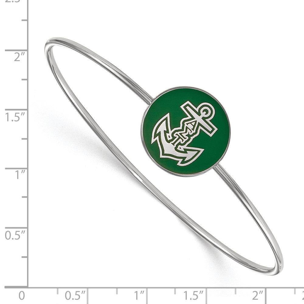 Sterling Silver Rh-plated LogoArt Alpha Sigma Tau Enameled Slip-on Bangle