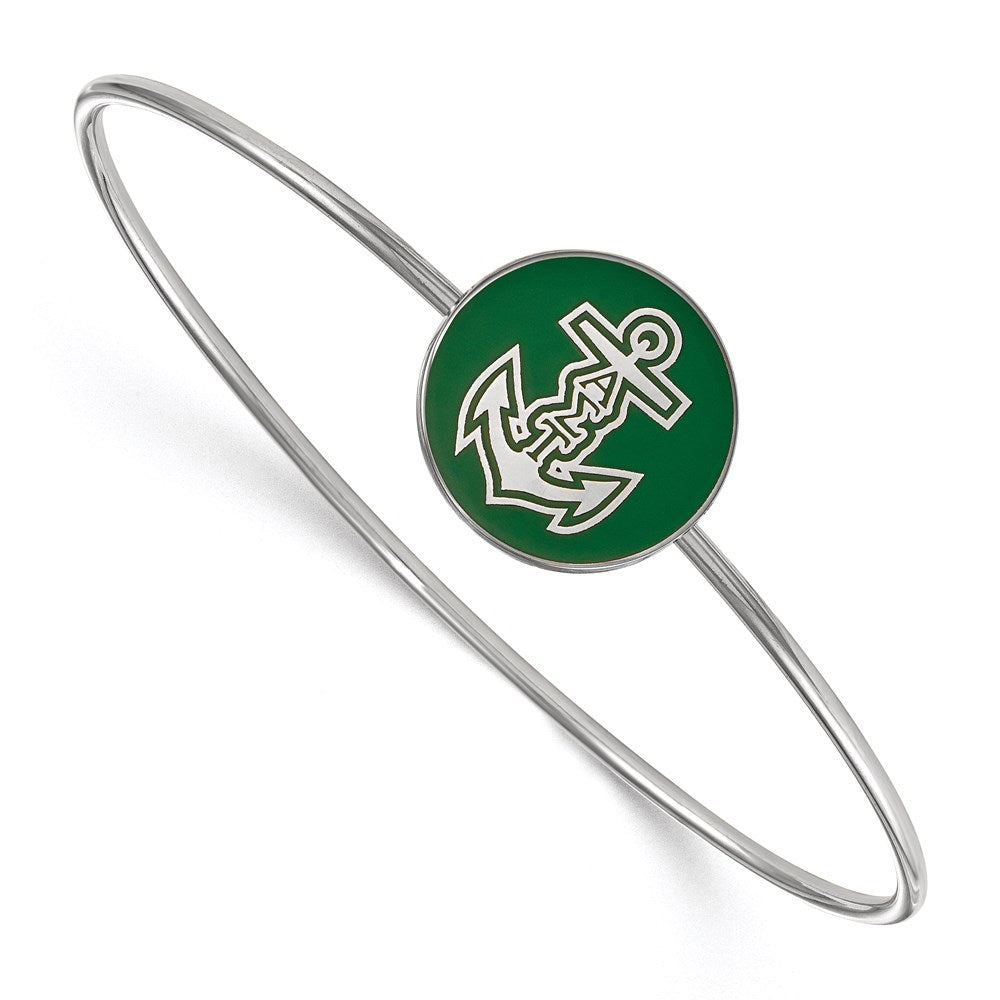 Sterling Silver Rh-plated LogoArt Alpha Sigma Tau Enameled Slip-on Bangle