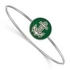 Sterling Silver Rh-plated LogoArt Alpha Sigma Tau Enameled Slip-on Bangle