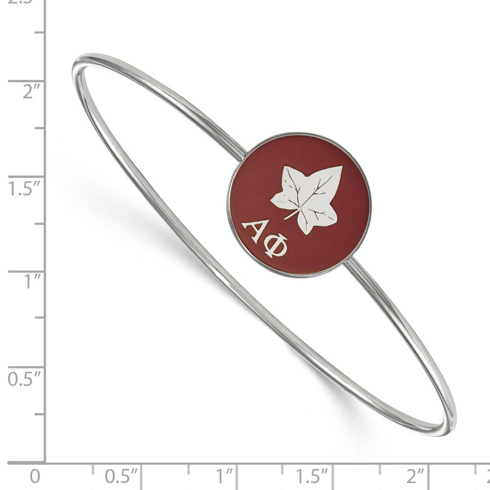Sterling Silver Rh-plated LogoArt Alpha Phi Enameled Slip-on Bangle