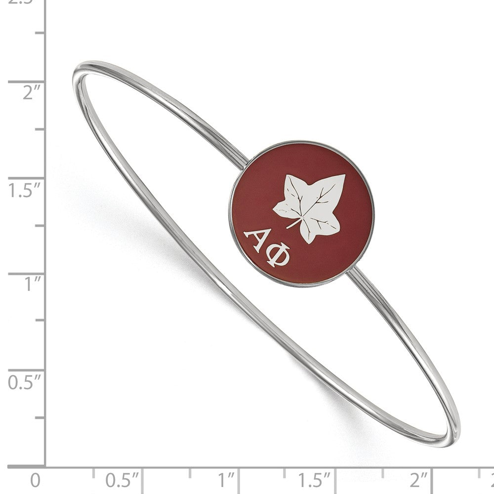 Sterling Silver Rh-plated LogoArt Alpha Phi Enameled Slip-on Bangle