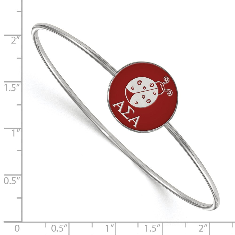 Sterling S. Rh-plated LogoArt Alpha Sigma Alpha Enameled Slip-on Bangle