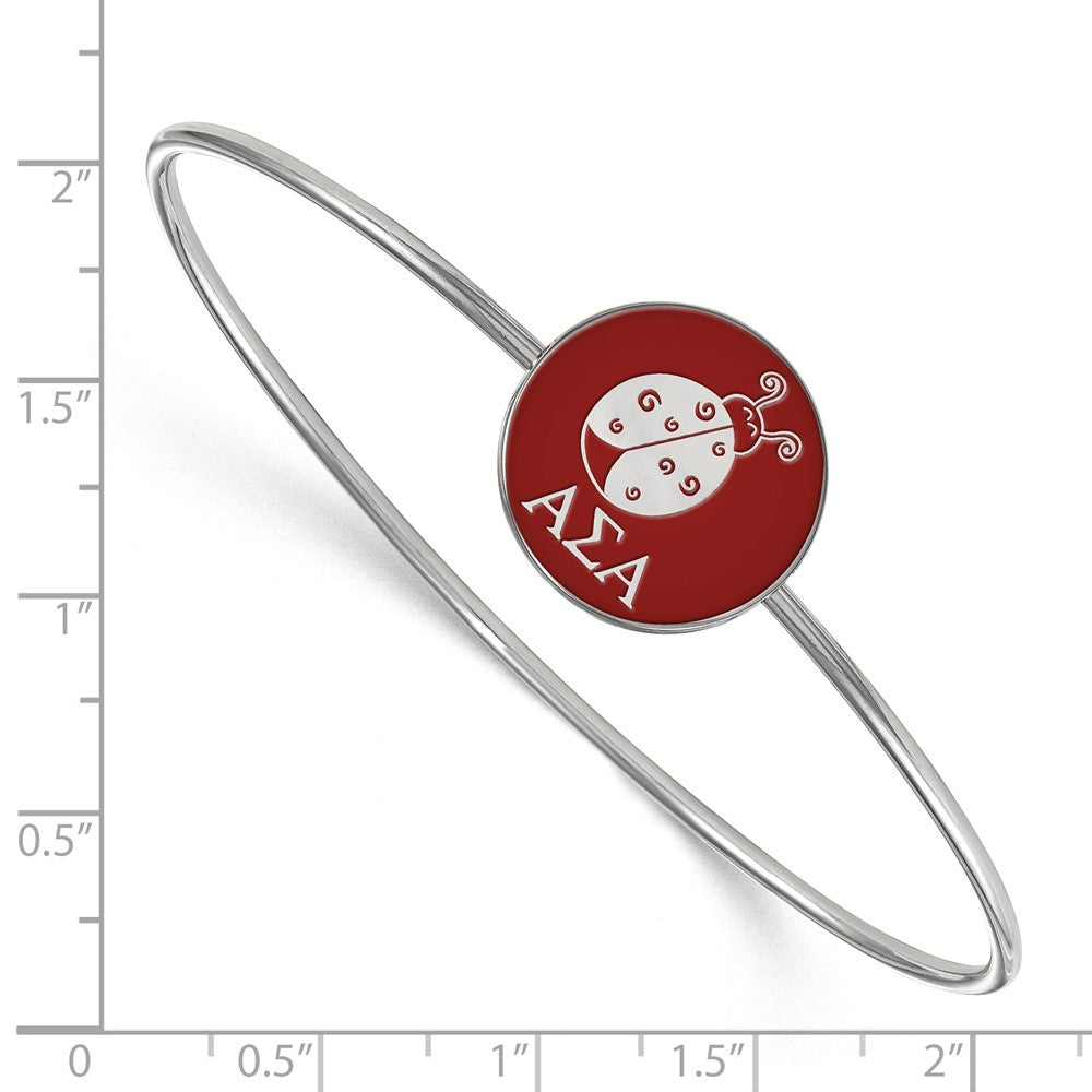 Sterling S. Rh-plated LogoArt Alpha Sigma Alpha Enameled Slip-on Bangle