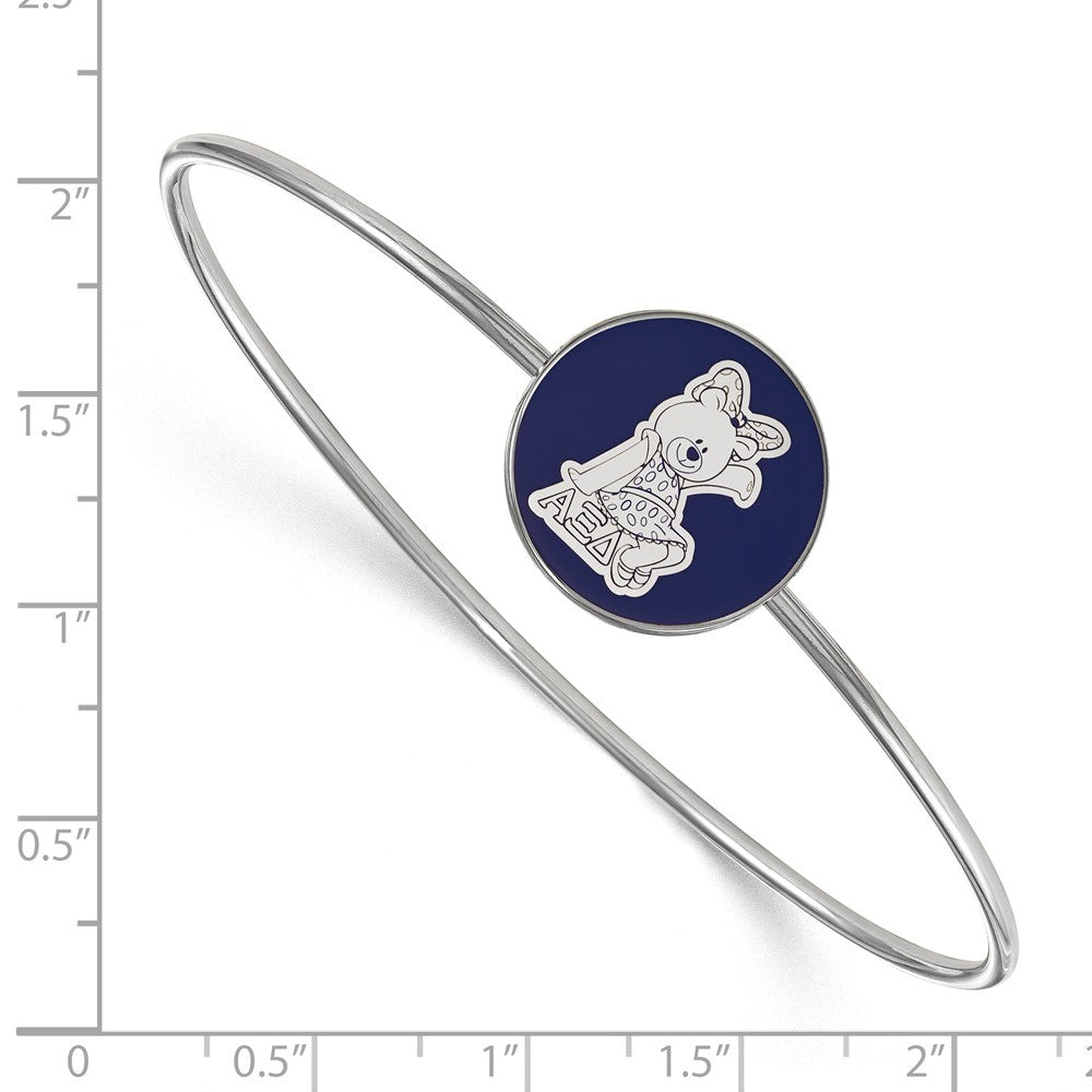 Sterling Silver Rh-plated LogoArt Alpha Xi Delta Enameled Slip-on Bangle