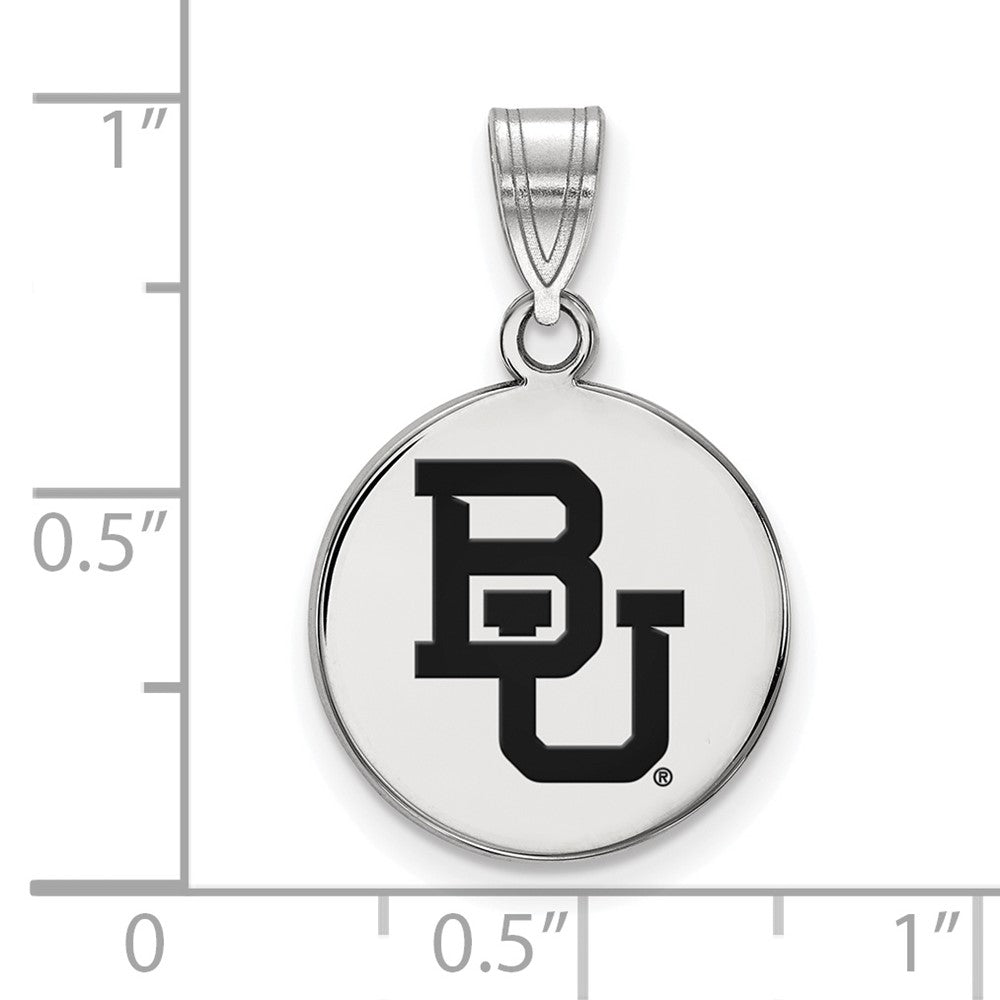 Sterling Silver Rhodium-plated LogoArt Baylor University Bears Medium Enameled Disc Pendant