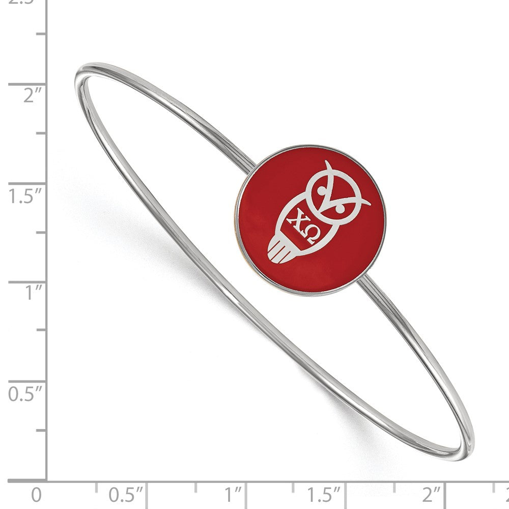Sterling Silver Rh-plated LogoArt Chi Omega Enameled Slip-on Bangle