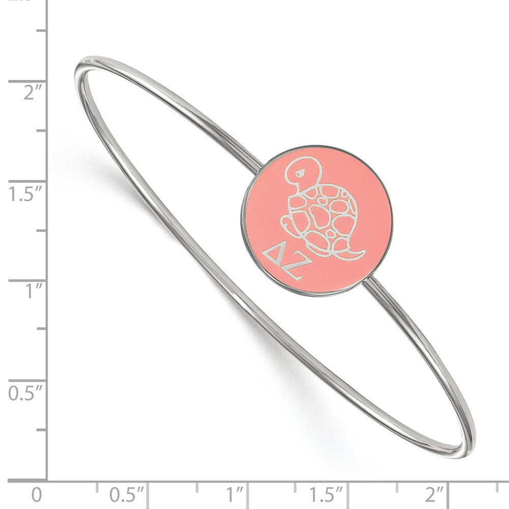 Sterling Silver Rh-plated LogoArt Delta Zeta Enameled Slip-on Bangle