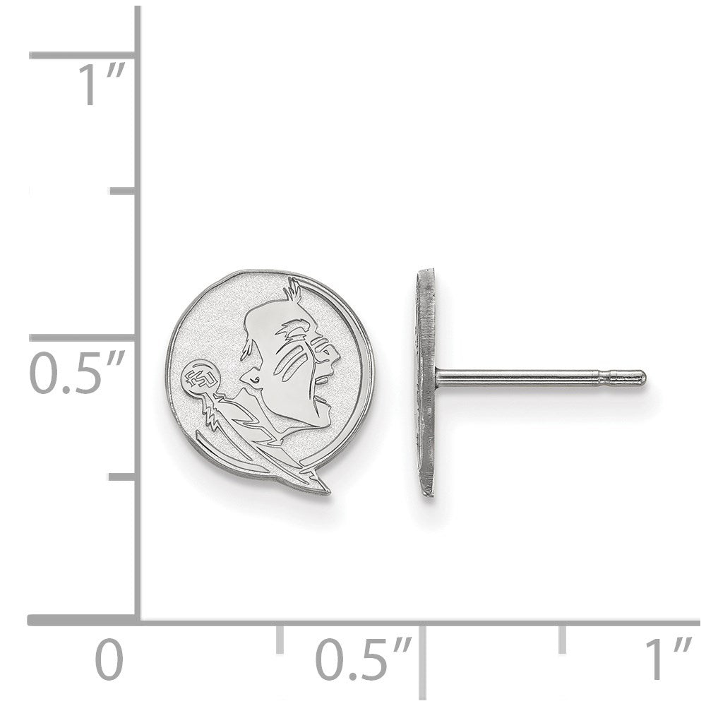 Sterling Silver Rhodium-plated LogoArt Florida State University Seminole Extra Small Post Earrings