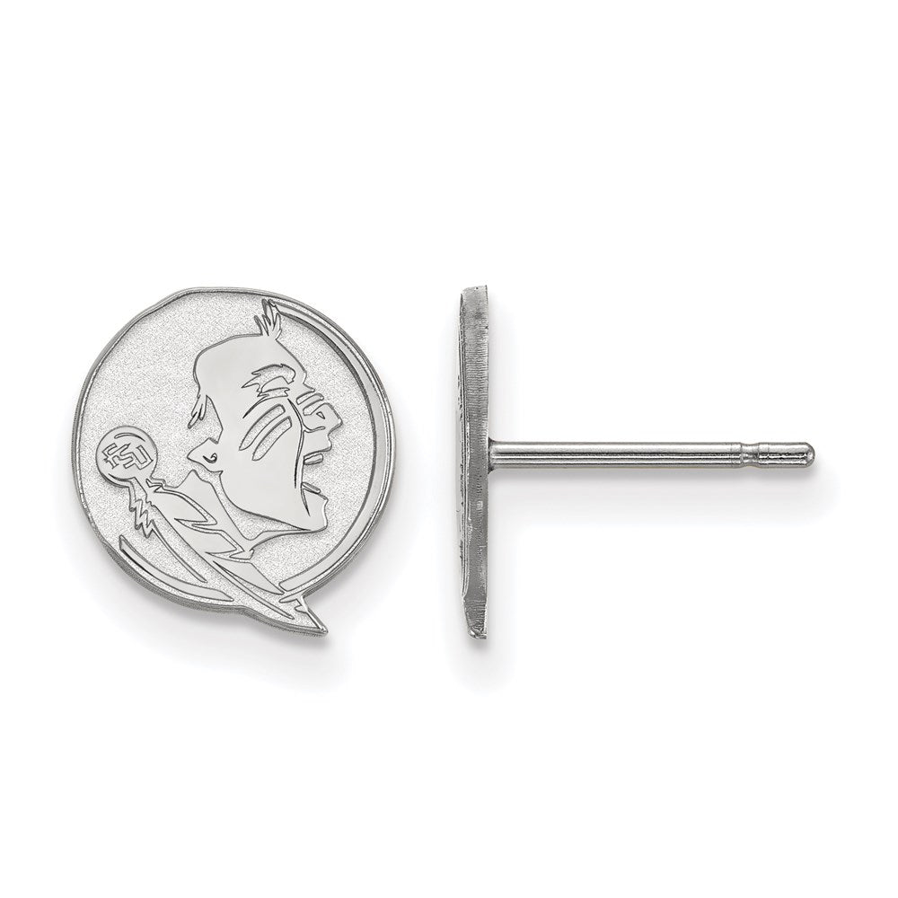 Sterling Silver Rhodium-plated LogoArt Florida State University Seminole Extra Small Post Earrings
