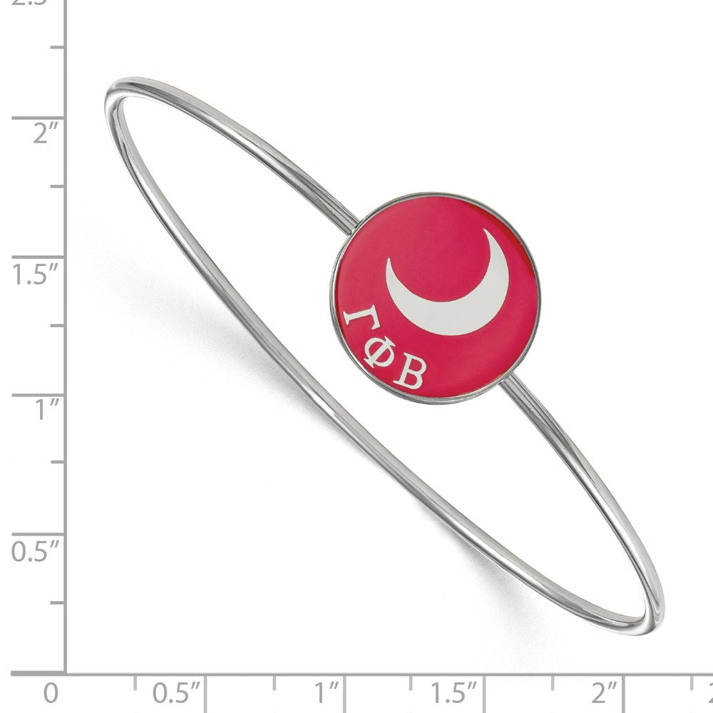 Sterling Silver Rh-plated LogoArt Gamma Phi Beta Enameled Slip-on Bangle