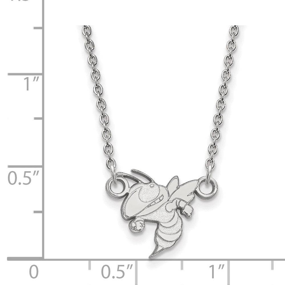 14k White Gold LogoArt Georgia Institute of Technology Yellow Jacket Small Pendant 18 inch Necklace