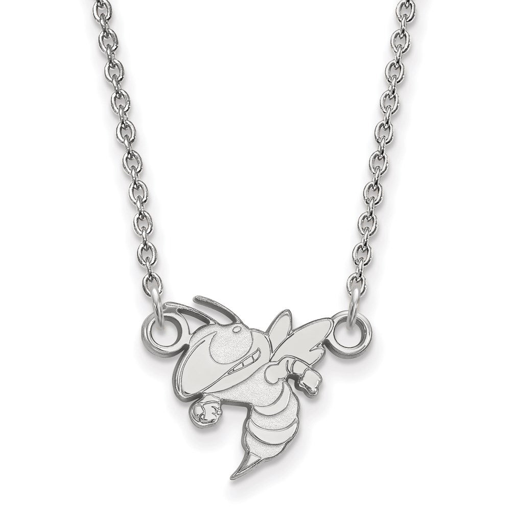 14k White Gold LogoArt Georgia Institute of Technology Yellow Jacket Small Pendant 18 inch Necklace