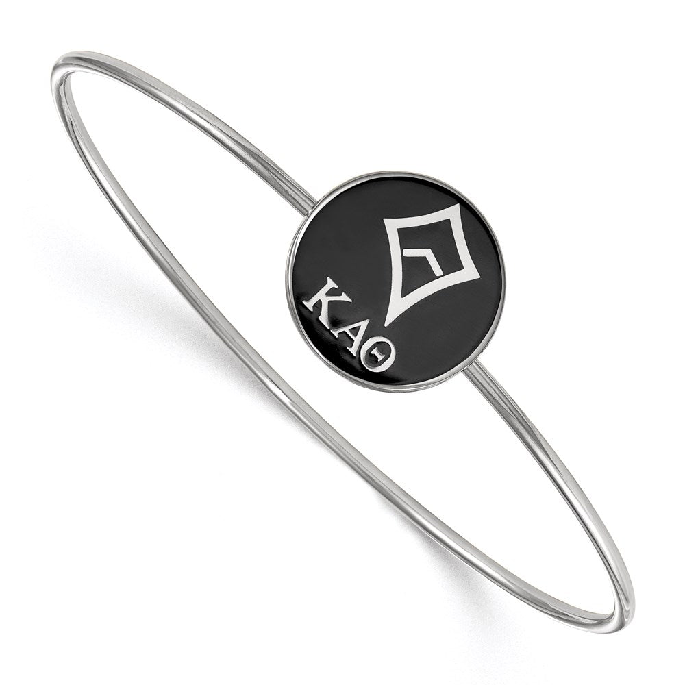 Sterling S. Rh-plated LogoArt Kappa Alpha Theta Enameled Slip-on Bangle