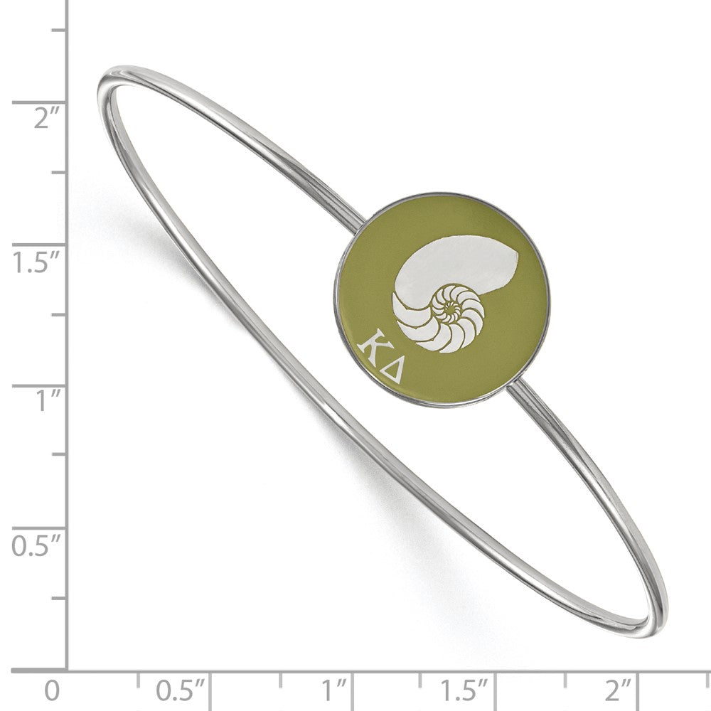 Sterling Silver Rh-plated LogoArt Kappa Delta Enameled Slip-on Bangle