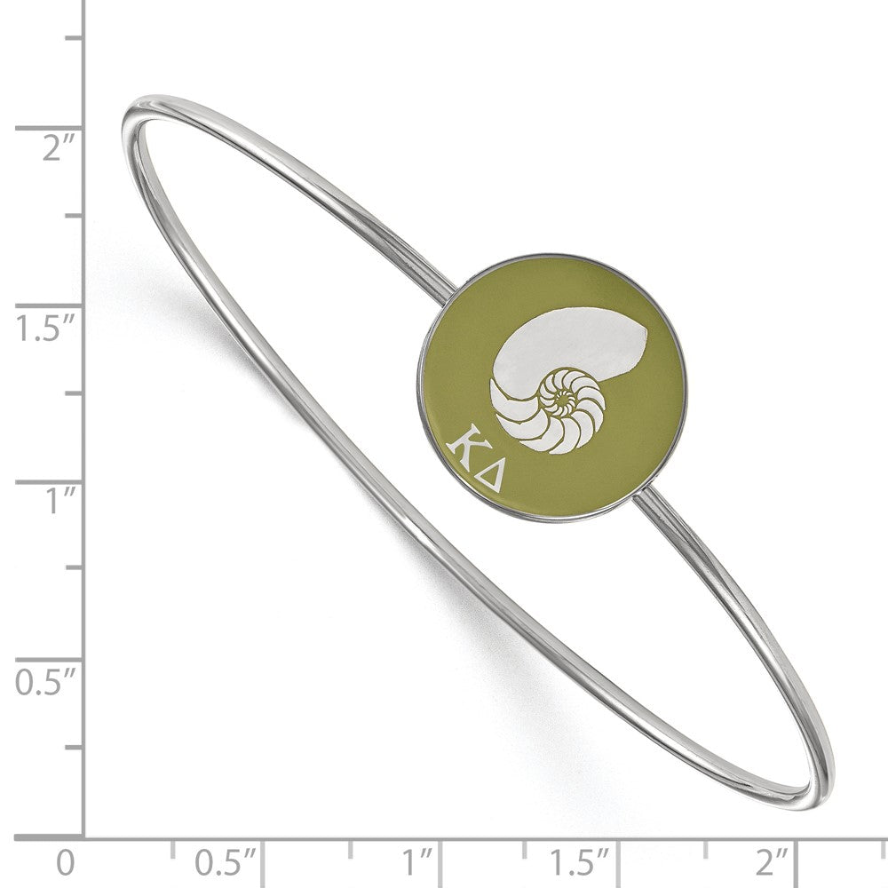 Sterling Silver Rh-plated LogoArt Kappa Delta Enameled Slip-on Bangle