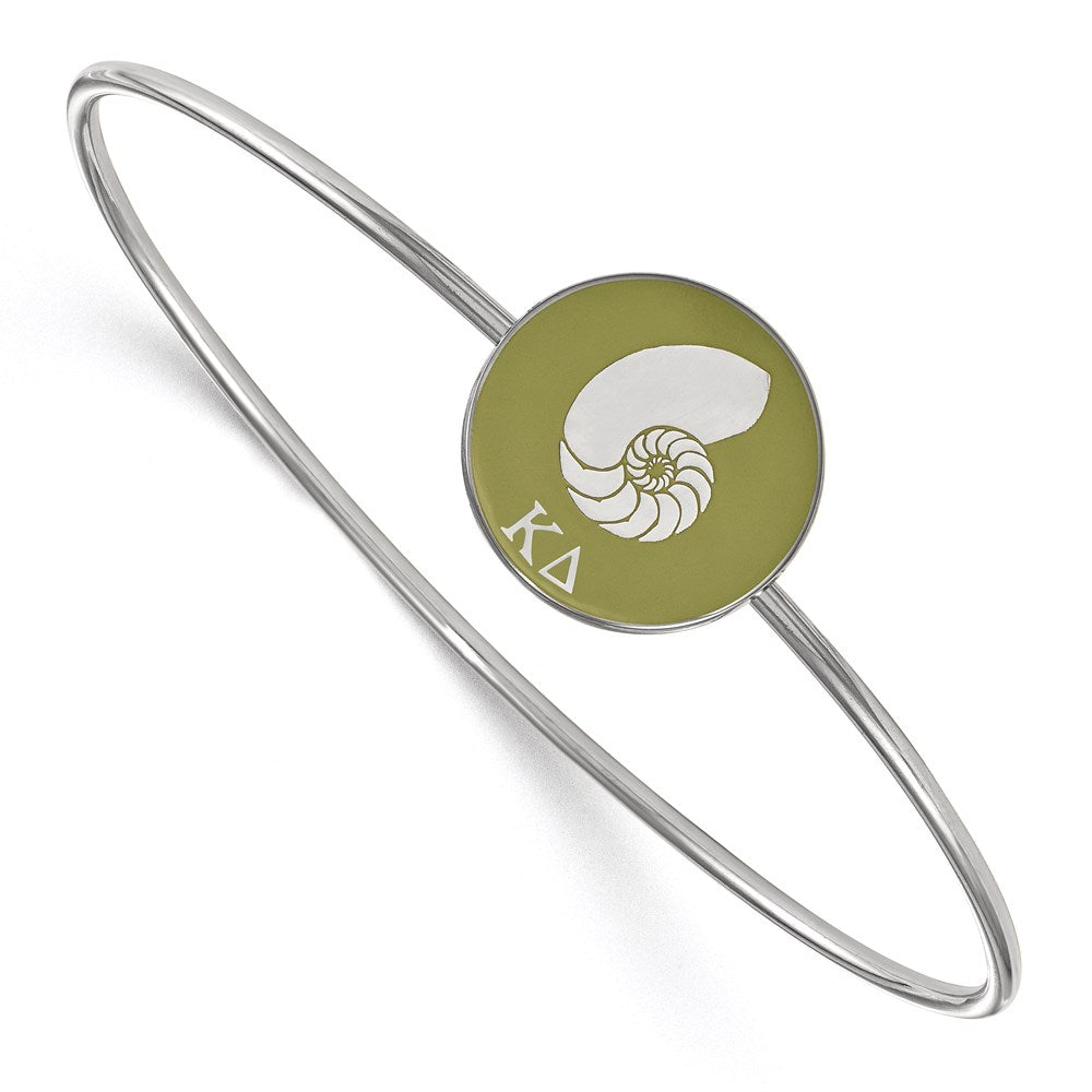 Sterling Silver Rh-plated LogoArt Kappa Delta Enameled Slip-on Bangle