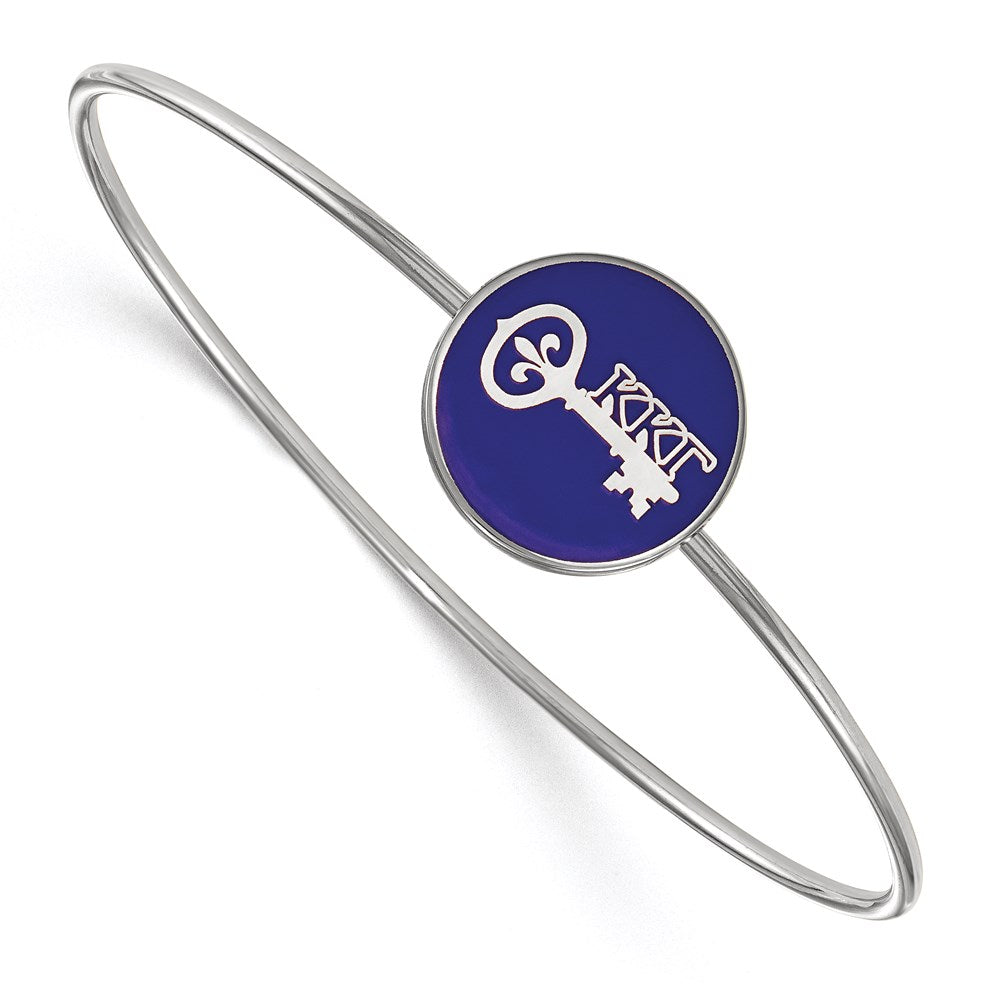 Sterling S. Rh-plated LogoArt Kappa Kappa Gamma Enameled Slip-on Bangle
