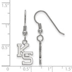 Sterling Silver Rhodium-plated LogoArt Kansas State University K-S Small Dangle Wire Earrings