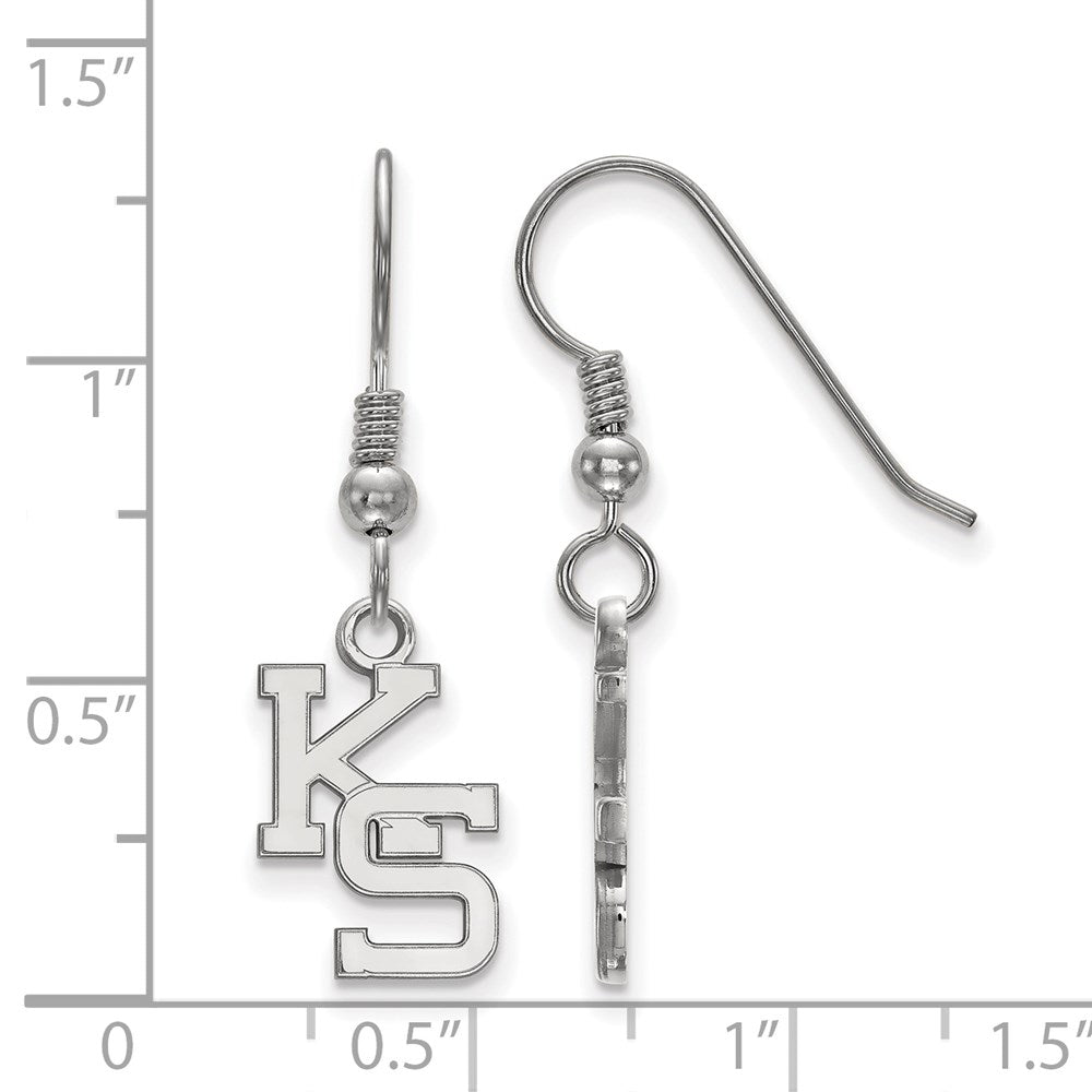 Sterling Silver Rhodium-plated LogoArt Kansas State University K-S Small Dangle Wire Earrings