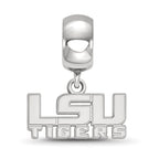 Sterling Silver Rhodium-plated LogoArt Louisiana State University L-S-U Tigers Extra Small Dangle Bead Charm