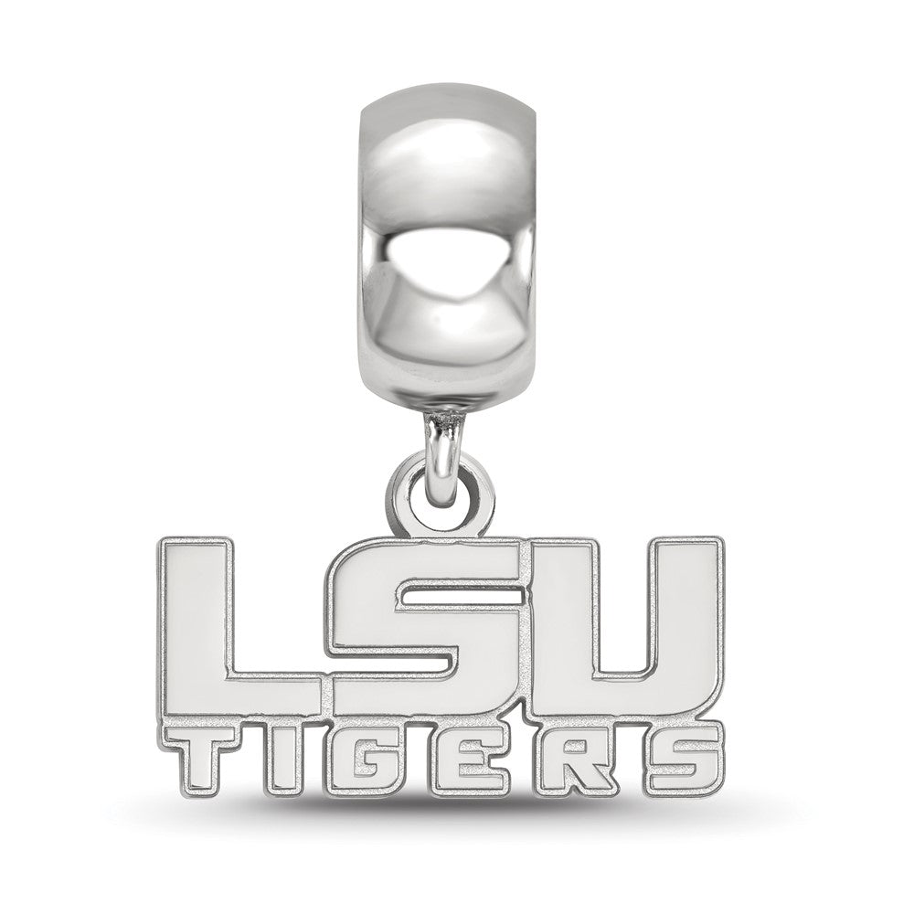 Sterling Silver Rhodium-plated LogoArt Louisiana State University L-S-U Tigers Extra Small Dangle Bead Charm