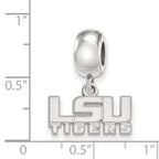 Sterling Silver Rhodium-plated LogoArt Louisiana State University L-S-U Tigers Extra Small Dangle Bead Charm